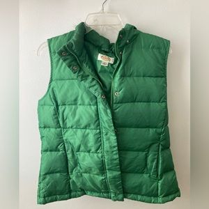 Talbots Green puffer vest with faux fur detachable hood